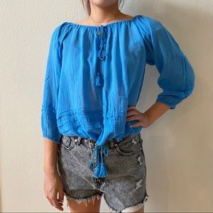 Ralph Lauren Blue Bohemian Blouse Top